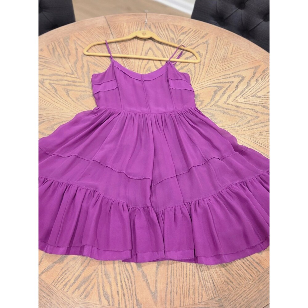 Juicy Couture Silk Chiffon Paneled Tiered Mini Dress - Dark Orchid Purple Size 4